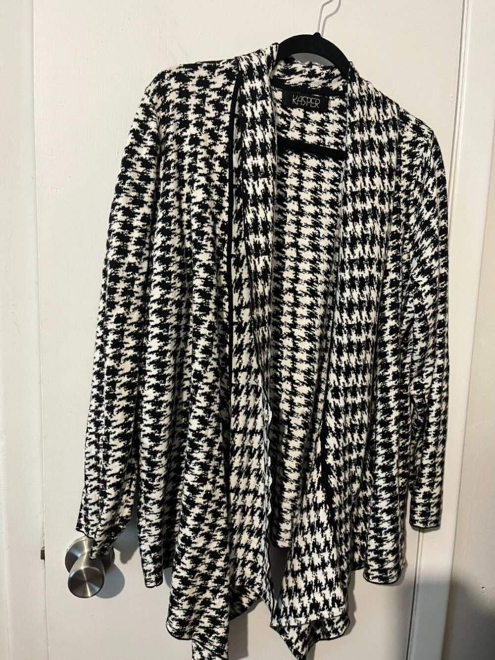 KASPER HOUNDS TOOTH OPEN CARDIGAN SZ XL